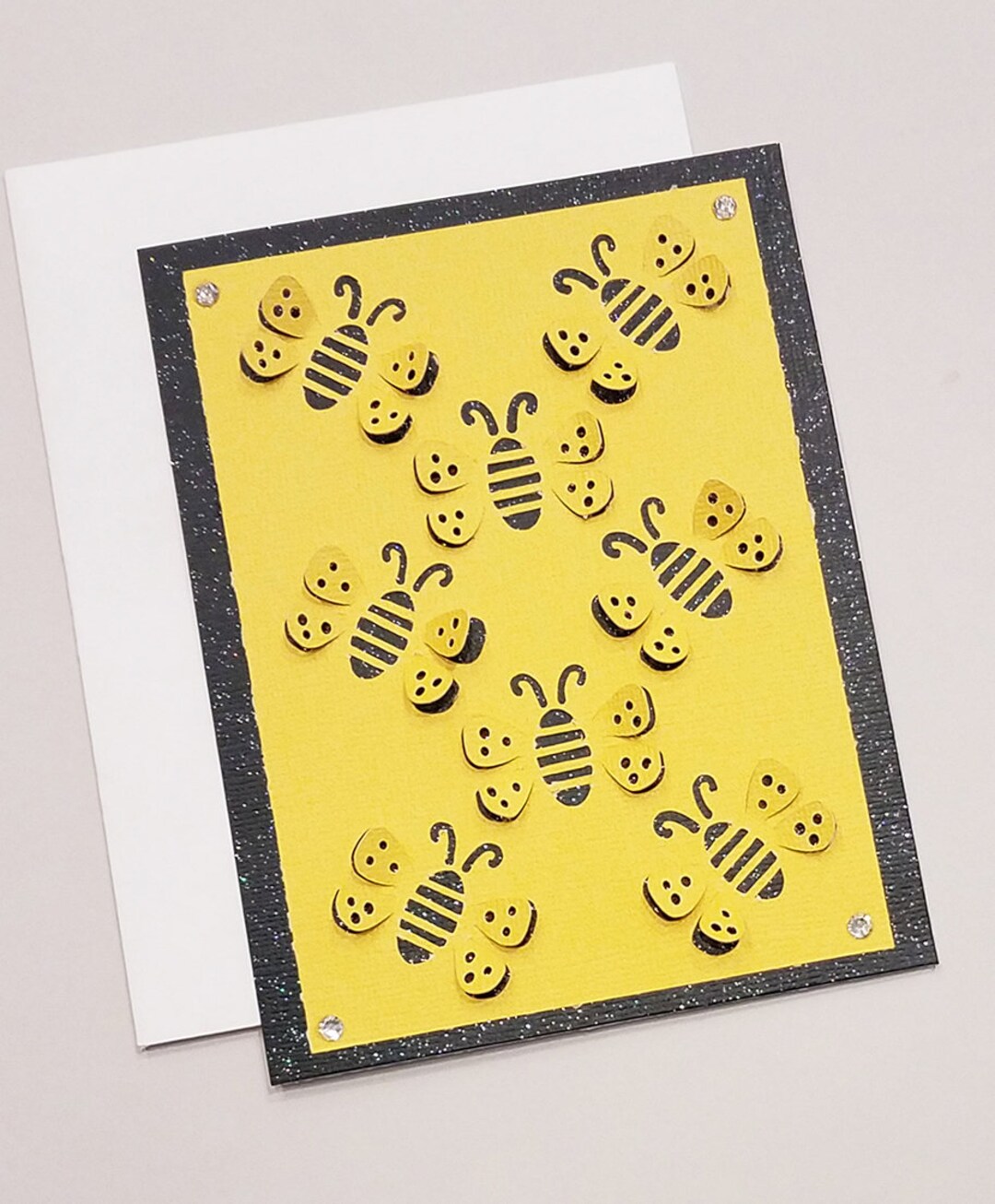 Honey Bee Greeting Card / Bee Card / Yellow Paper / Card for Etsy