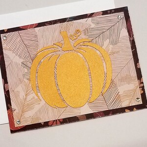 Carte de vœux d’automne à la citrouille / Carte à la citrouille / Papier feuille / Penser à vous / Papier brillant / Pour un ami / Carte toute occasion / Salutations d’automne