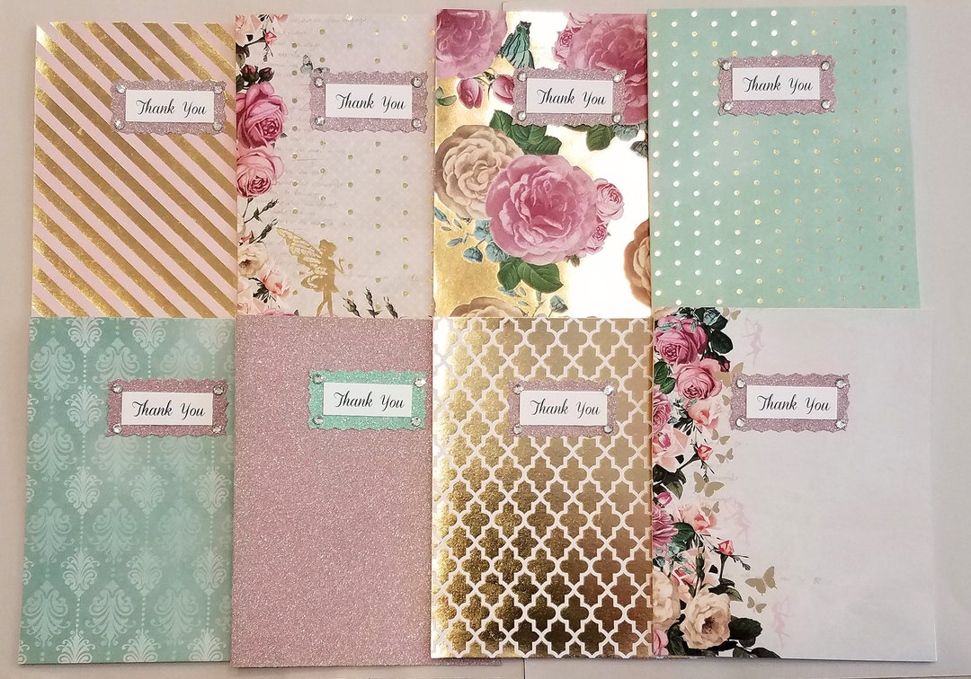 8 Fairy Floral Thank You Cards Set / Assortment / Floral Cards ...