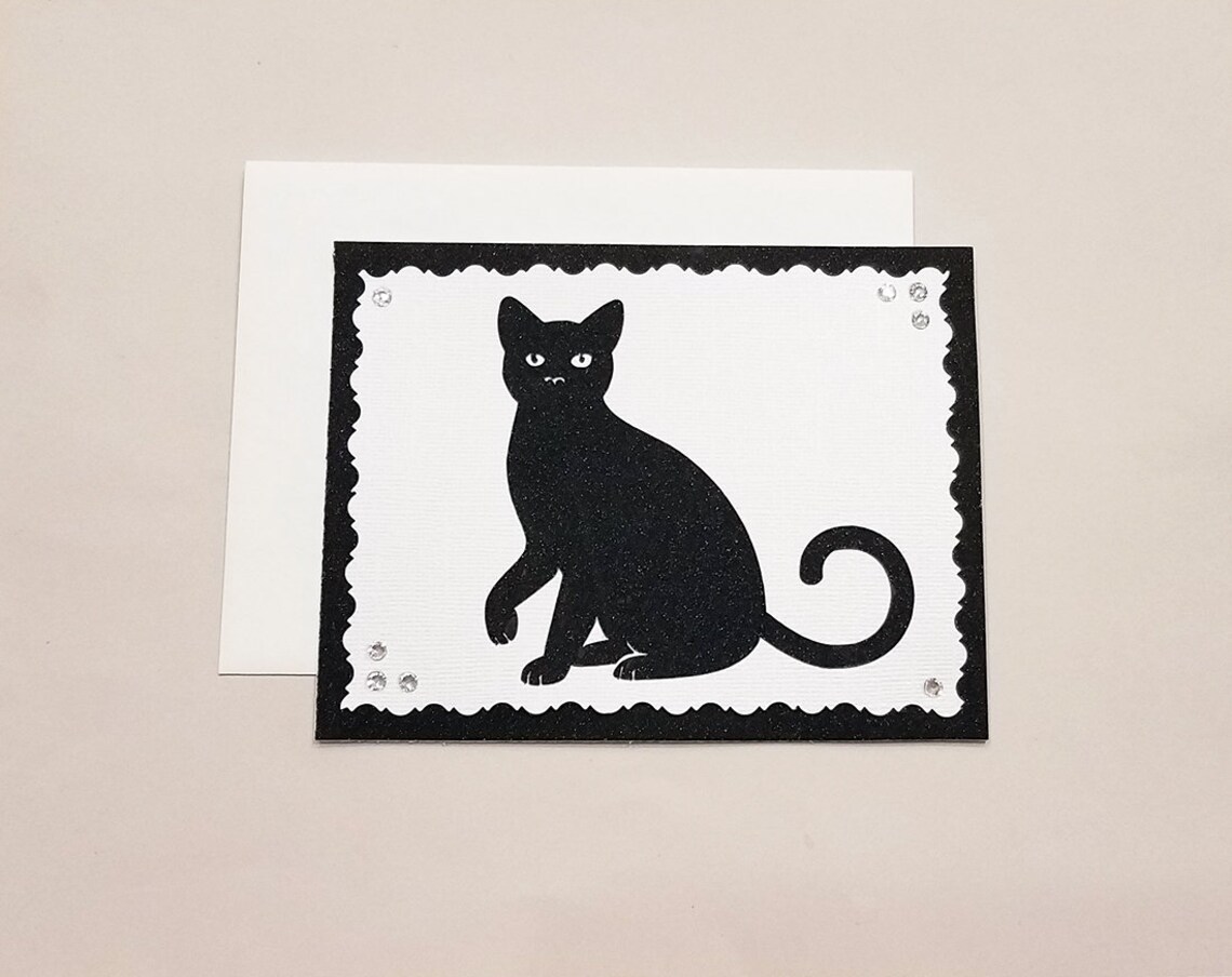 Black Cat Any Occasion Card / Note Card / Black Cat Card / Etsy
