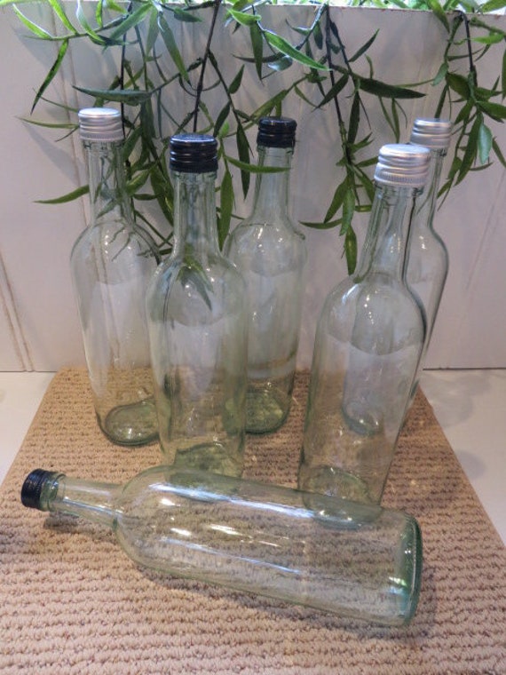 Clear Glass Wine Bottles/empty Wine Bottles With Caps/wine Etsy