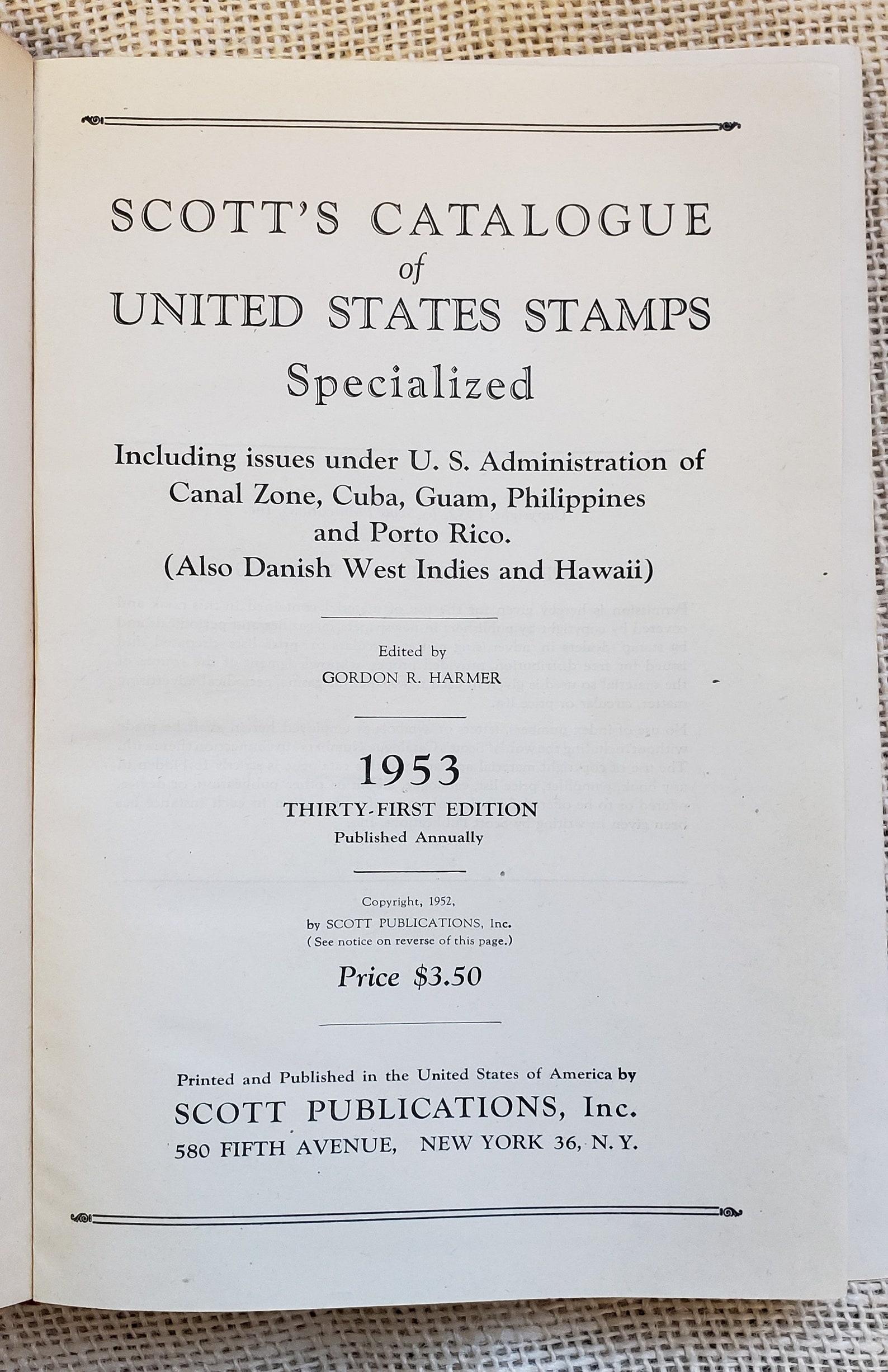 Stamp Collectors Catalogscott's US Specialized 1953 Edition/reference