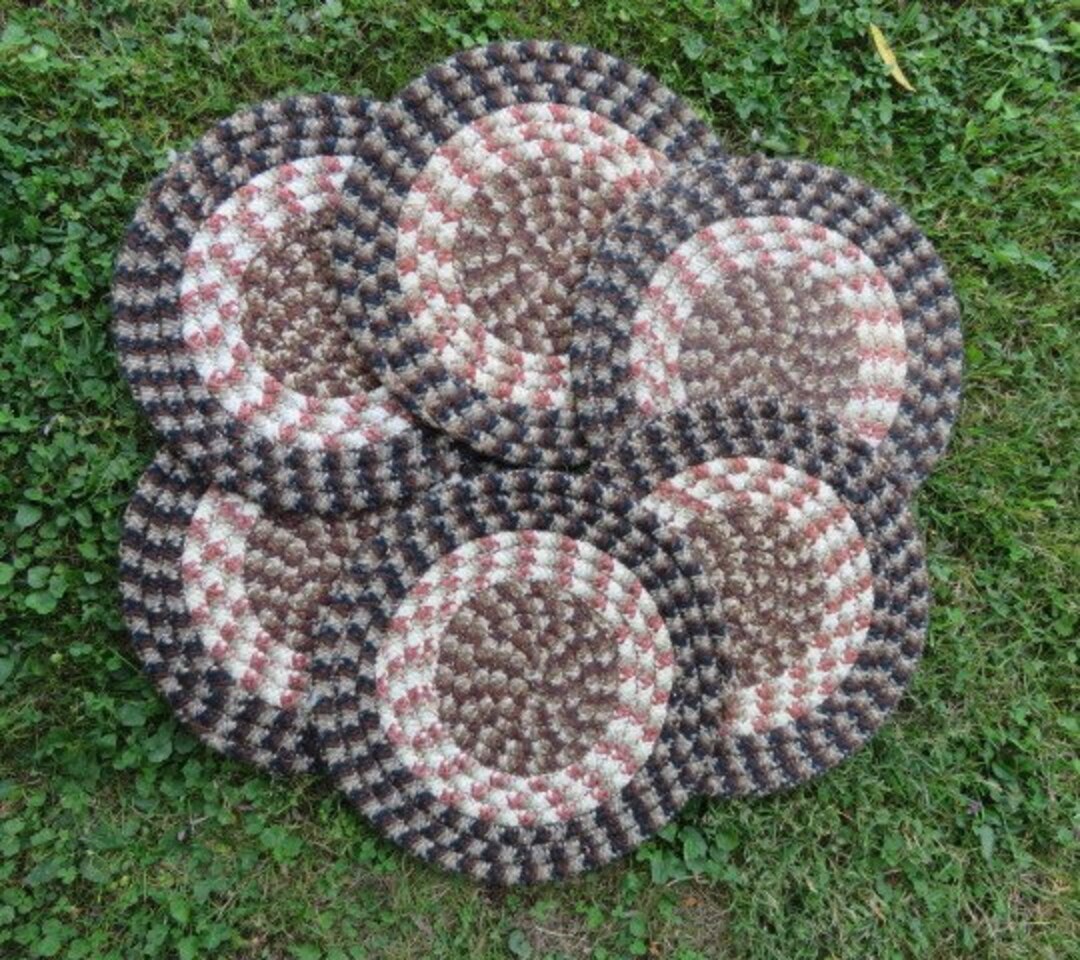 Vintage Round Braided Chair Padsset of 6 Etsy