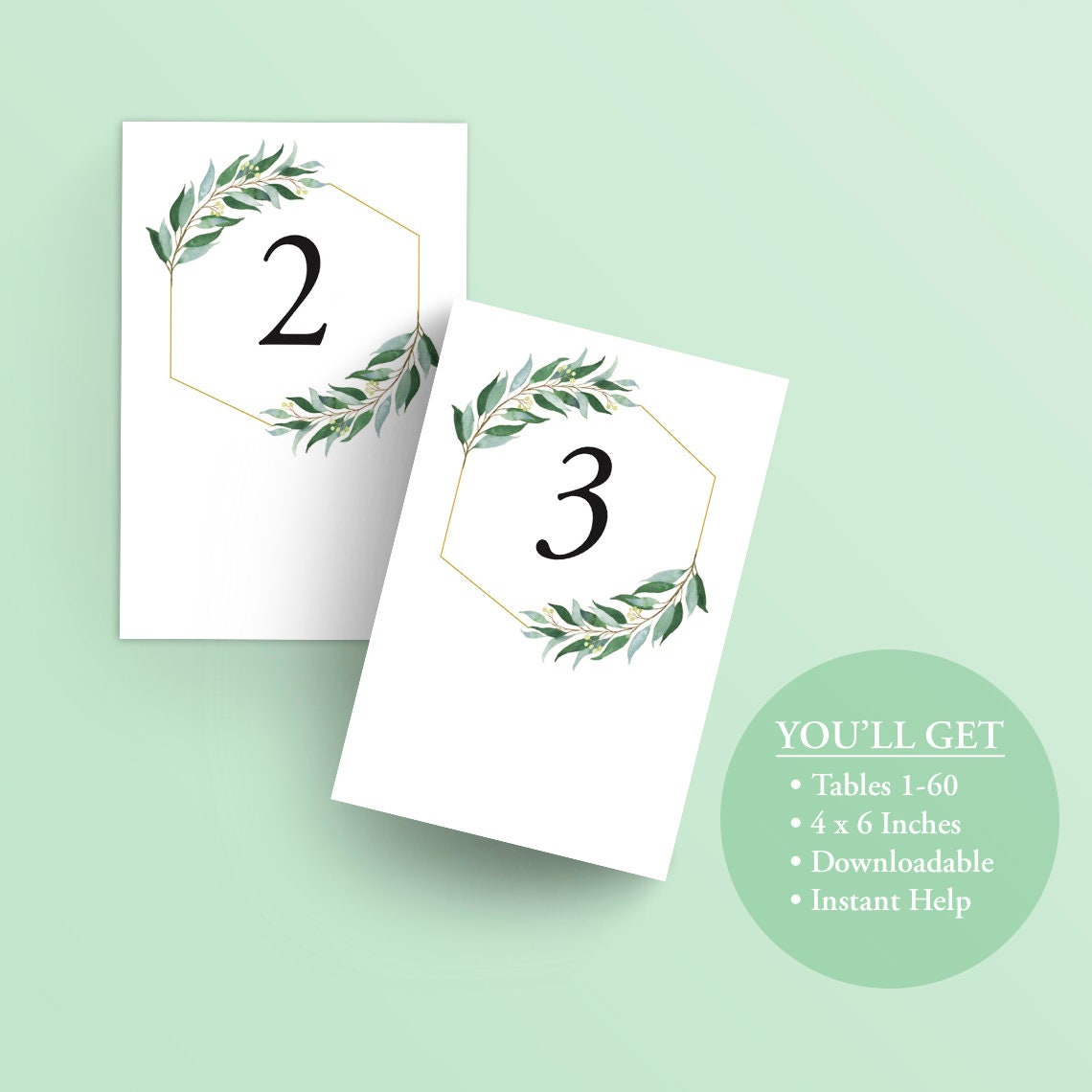 Printable Table Numbers a Set of 1-60 - Instant Download PDF - Wedding ...