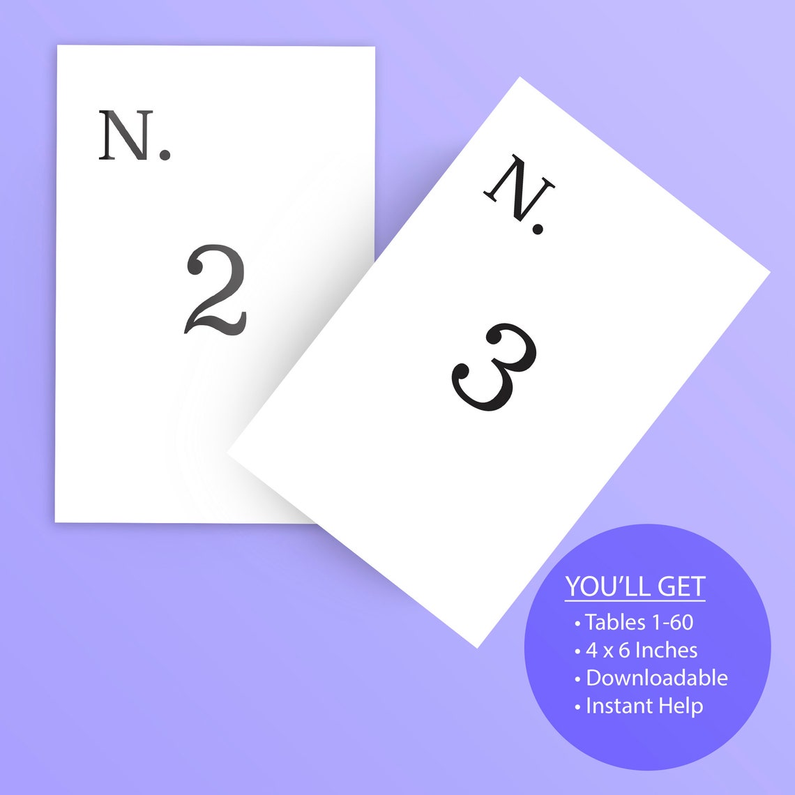 Black Table Number Printable Set of 1-60 Instant Download - Etsy