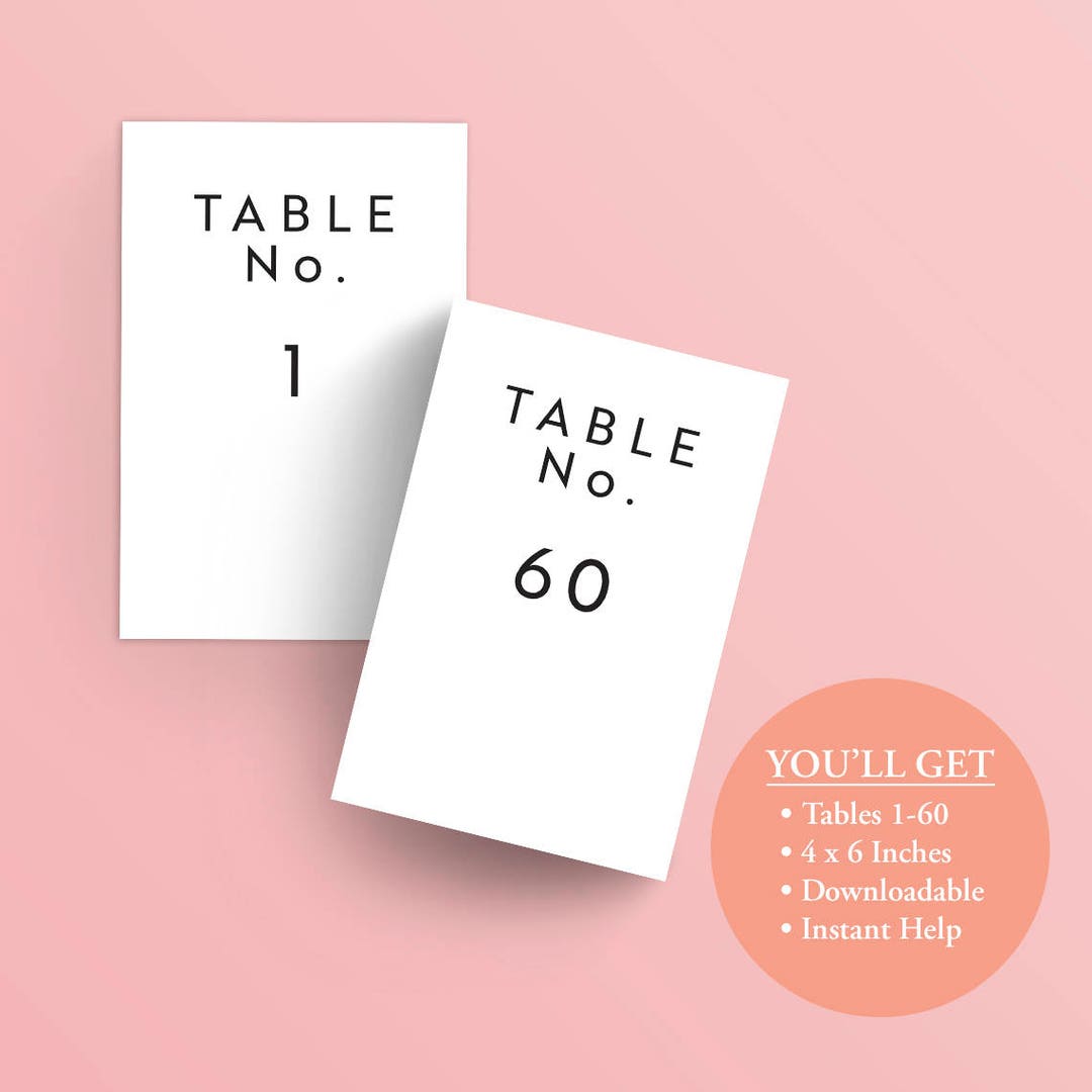 Printable Table Numbers - Wedding Table Numbers - Downloadable ...