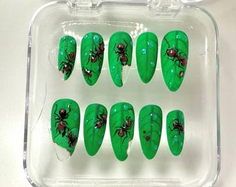 ¡Hormigas cortadoras de hojas ocupadas! Uñas postizas