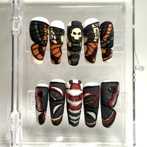 Haunting moth beauty press on nails