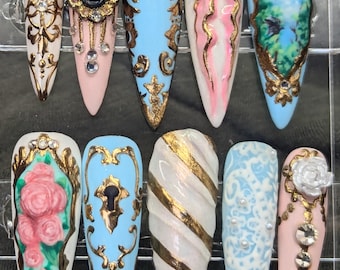 Uñas postizas de fantasía rococó