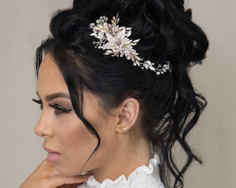 Hair Vine Bridal Hair Piece Floral Bridal Headpiece boho Flower Crown Flower Hair Vine Bride Crown Pearl Floral Headpiece Wedding Rhinestone