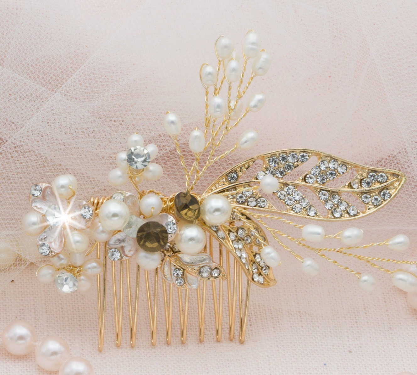 Pearl Bridal Hair Comb Wedding Hair Vine Bride Headpiece Etsy