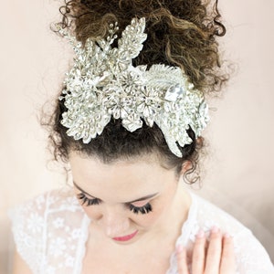 Large Bridal Headpiece Crystal Wedding Headband Crown Custom Headpiece Wedding Crown Rhinestone Crown Couture Bridal Hairpiece Wedding Tiara
