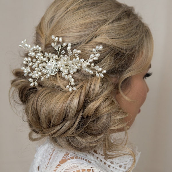 Pearl Hairpiece Ivory Pearl Wedding Hair Comb Bridal Hair Piece Classic Bride Hair Accessories Hair Vine Side Comb Boho Wedding Dress