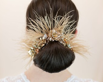 Damen Haarspange Mit Pfauenfeder - Eleganter Fascinator Für Hochzeit, Party, Showgirl-Look