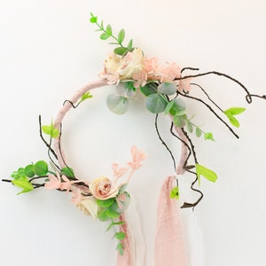 Flower Crown Wedding Flower Girl Headband Wedding Flower Crown Flower Girl Crown Rustic Flower Crown Pink Flower Crown Bridal Flower Crown