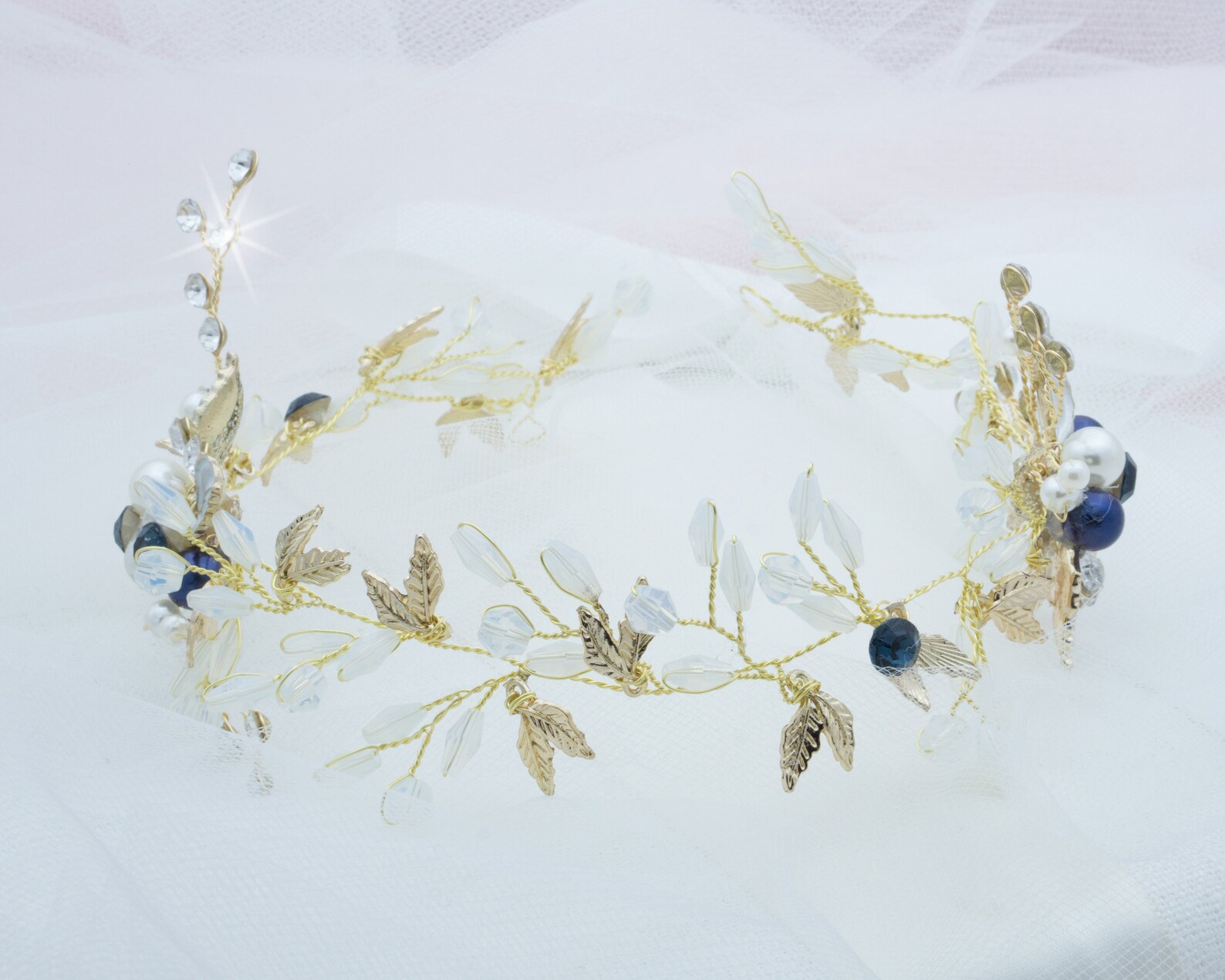 Navy Blue Hair Pieces and Pins Dark Blue Hair Comb Gold Leaf Etsy