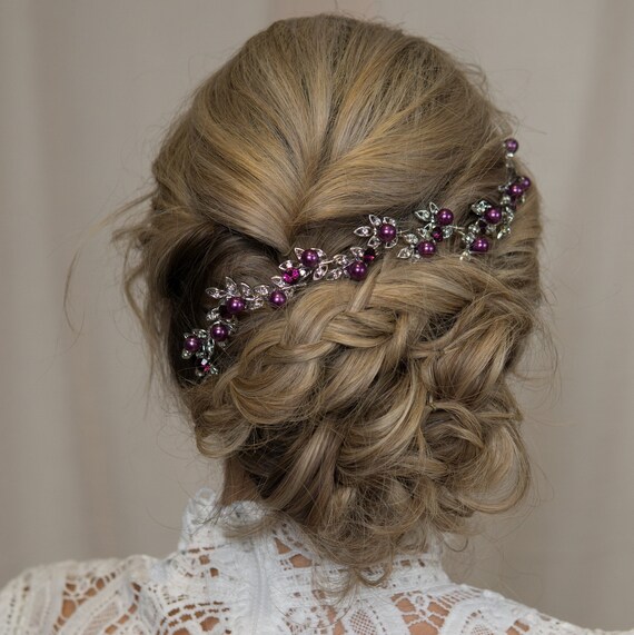 Violet Hair Crown Dark Purple Hair Comb Plum Headband Purple