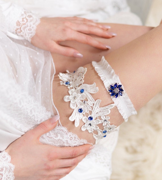 dichters Verbergen Knorrig Saffierblauwe bruiloft kousenband bruidssband blauwe - Etsy Nederland
