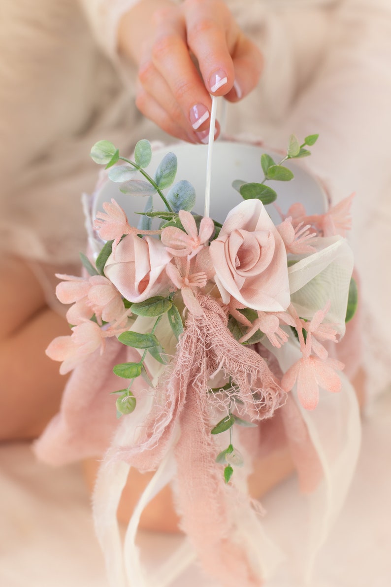 Pink Flower Girl Basket Rustic Flower Girl Basket With Etsy