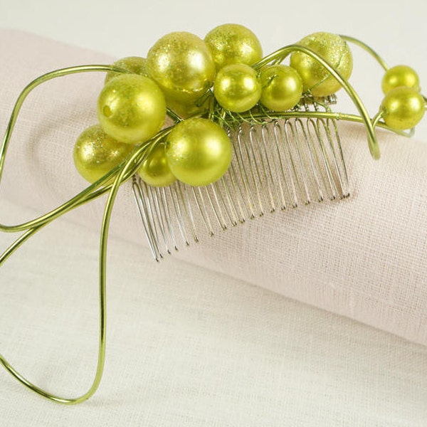 Funky Lime Green Hairpiece Hair Comb Fun headpiece Graduation hairpiece