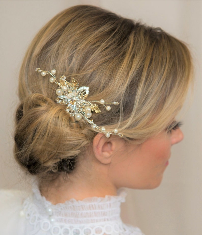 Hand Painted Gold Silver Bridal Hair Comb Small Side Hair Comb Etsy