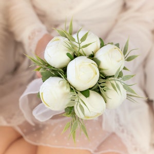 Flower Girl Bouquet Small Wedding Bouquet Bridesmaid Bouquet Bridal Flowers Wedding Flowers Ivory and Natural Greenery Wedding Day Flowers