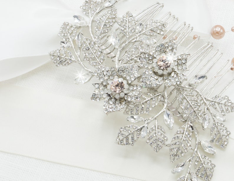 wedding hair clip for bride bridal hair piece silver bride accessory wedding day bridal side headpiece princess bride wedding headpiece