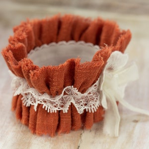 Personalized Wedding Garters Fall Wedding Accessories Rust Linen Bridal Garter Copper Wedding Accessories Custom Bridal Gift 16 Color Ways image 10