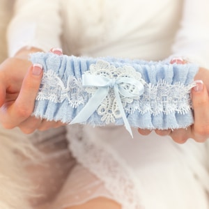 Baby Blue Wedding Garter Personalized Bridal Garter Belt 16 Colors to Choose, Lace Wedding Garter Boho Wedding Style Bridal Gifts.