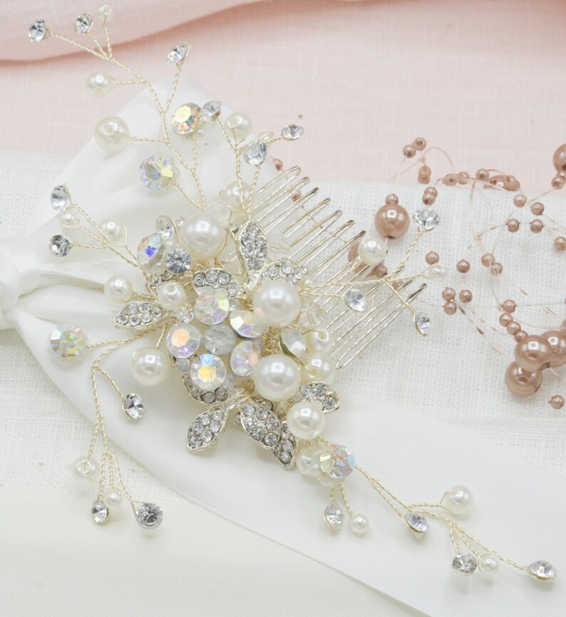 Crystal Pearl Bridal Hair Piece Ivory Hair Piece Pearl Head Etsy