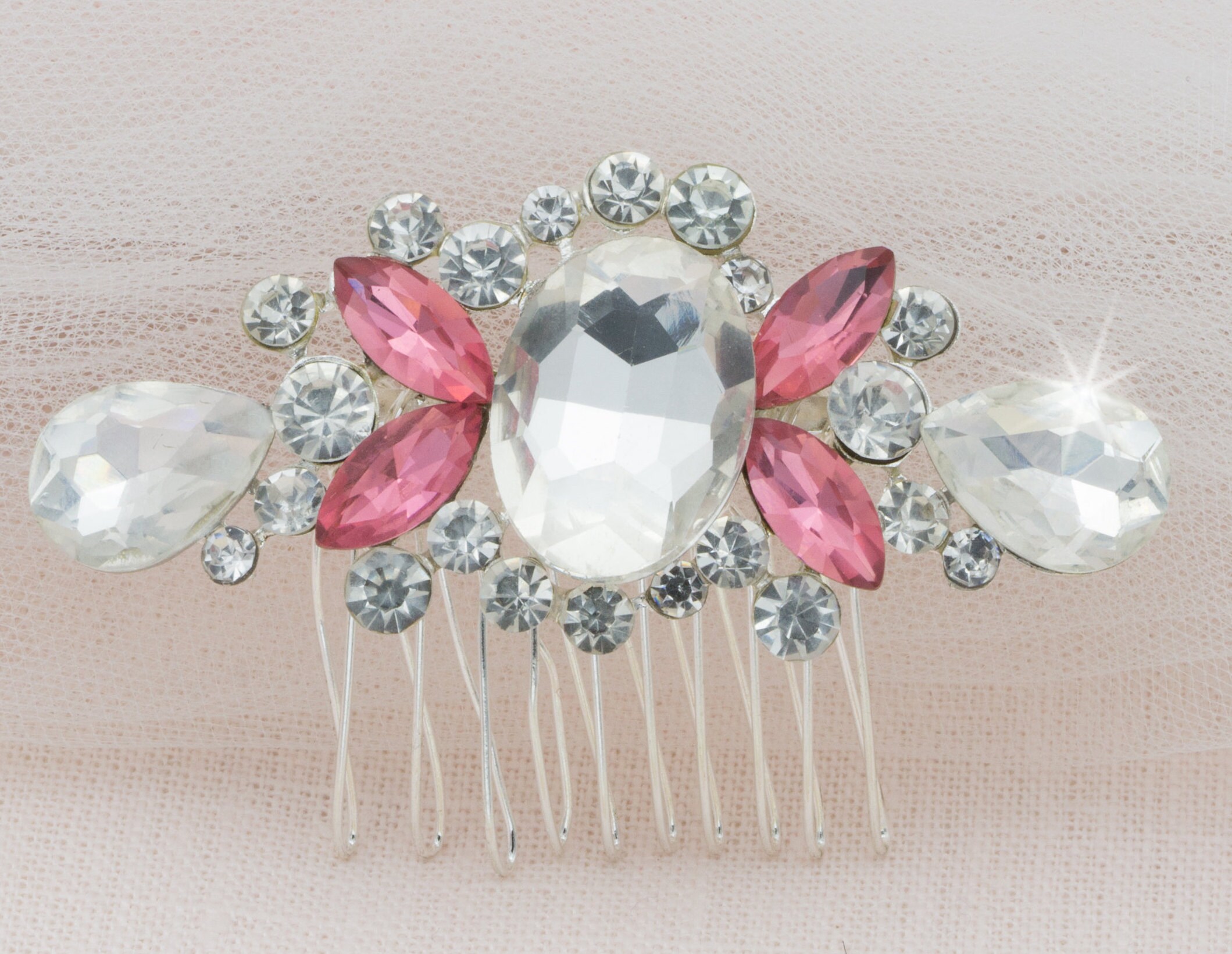 Pink Hair Comb Pink Rhinestone Comb Hot Pink Hair Piece Fun Etsy