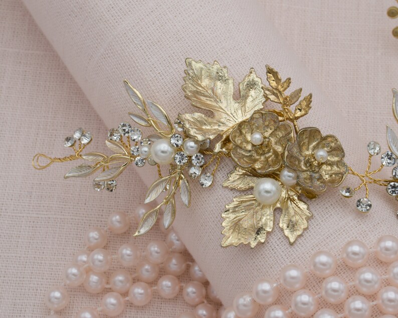 Gold Hair Vine Bridal Hair Vine Gold Leaf Crown Wedding Tiara Etsy Canada