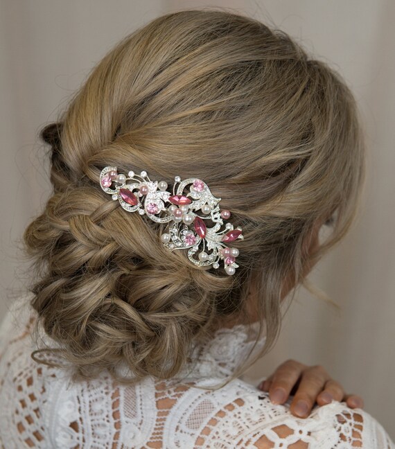 Bridal Hair Comb Rose Gold Wedding Hair Comb Bridal Hair Piece Etsy