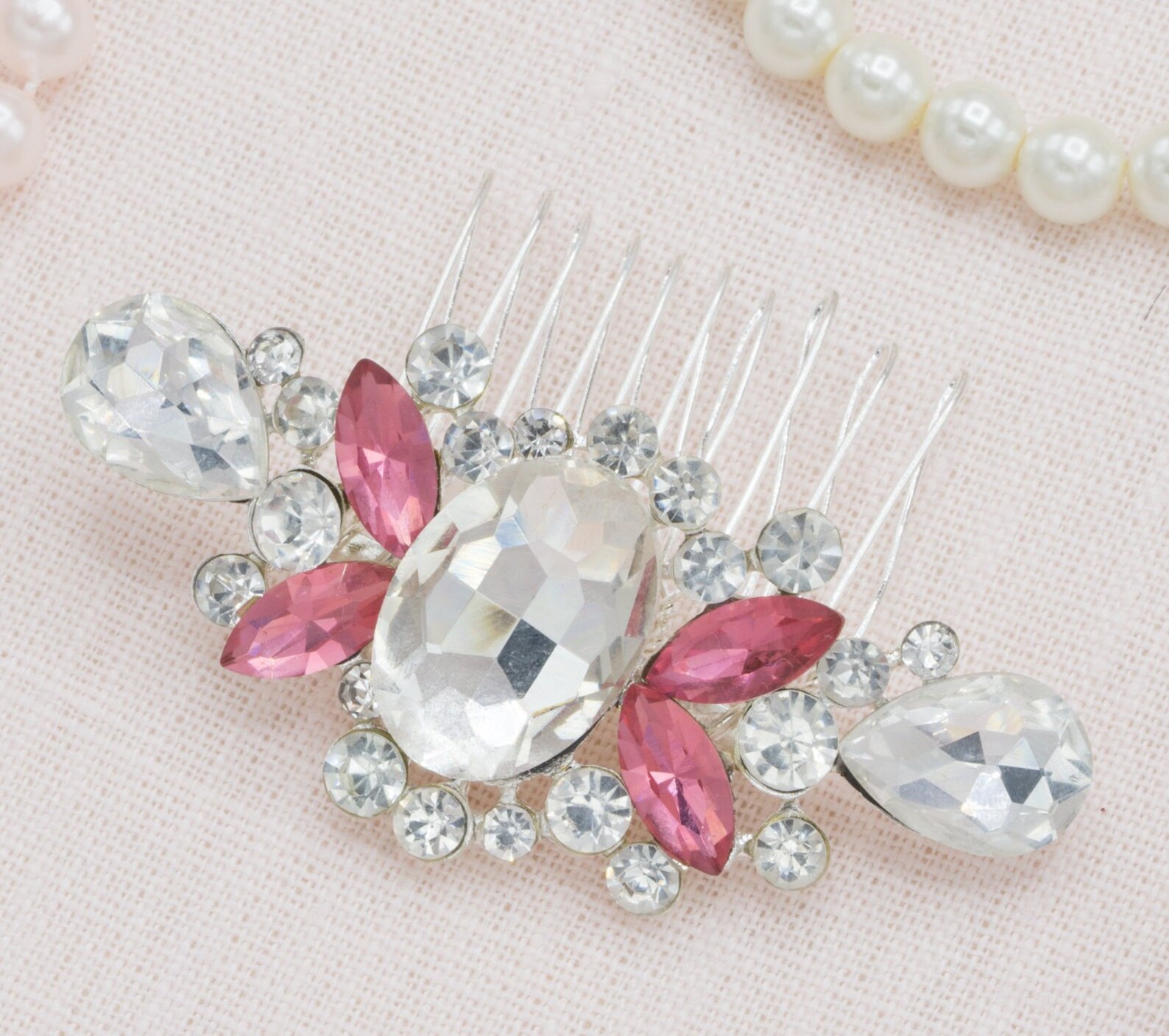 Pink Hair Comb Pink Rhinestone Comb Hot Pink Hair Piece Fun Etsy