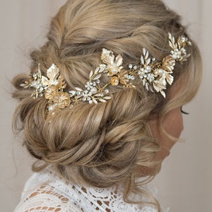 Gold Hair Vine Bridal Hair Vine Gold Leaf Crown Wedding Tiara Bridal Comb Gold Crown Metallic Gold Comb Flower Hair Vine Gold Leaf Hair Vine