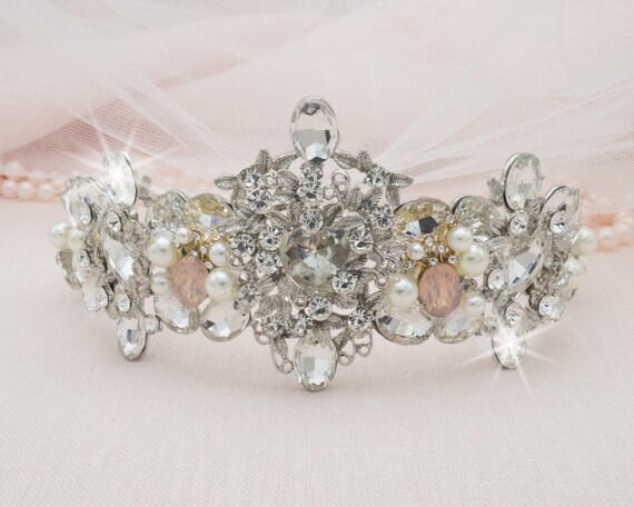 Swarovski Crystal Silver Alloy Bridal Hair Accessory Wedding Tiara Prom  Queen Crown Vintage Style Head Piece Jeweled Diana De Mariage 