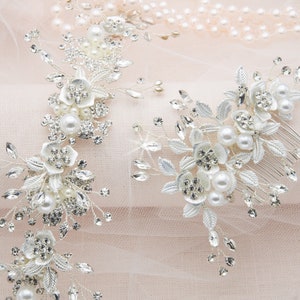 Bridesmaid Hair Comb Silver Hair Vine Wedding Hair Vine Flower Hair Vine Bridal Bride Hair Accessory Headpiece Hairpiece Hair Jewellery
