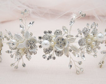 Bridal Hair Comb with Swarovski Pearls Bridal Headpiece Bridal Hair Piece Leaf Hair Comb