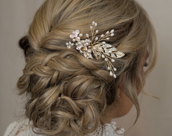 Bridal hair piece, Wedding hair pins, Bridal hair accessories, Bridal hair vine, Bridal headpiece, Gold bridal hair pins Wedding hair piece