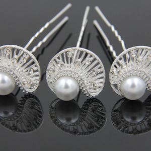 Pearl silver bridal hair pins wedding updo accessories bride bobby pins prom accessories alloy wire shell crystal bobbypins