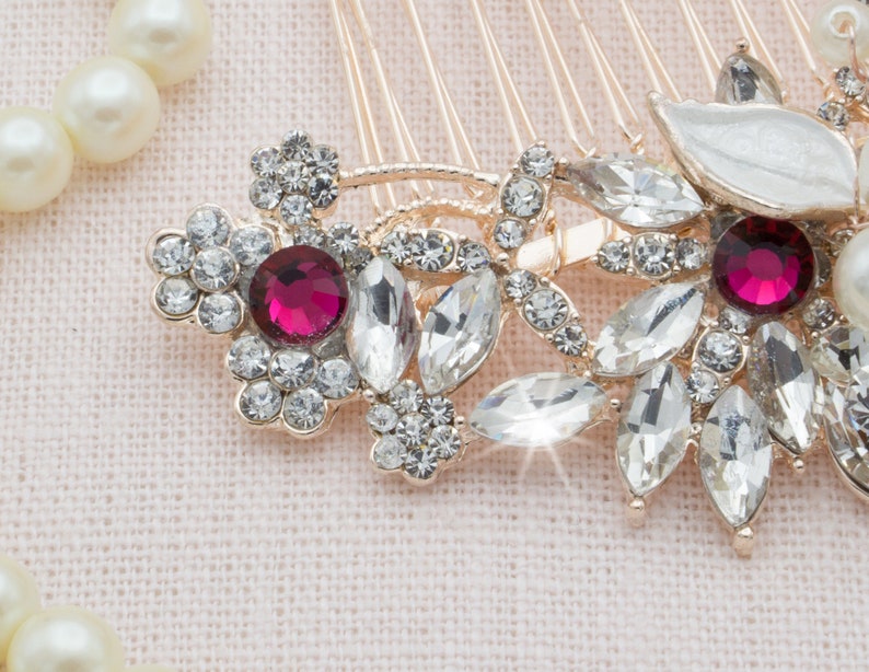 Ruby Hair Comb Ruby Headpiece Red Bridal Crown Red Rhinestone Etsy