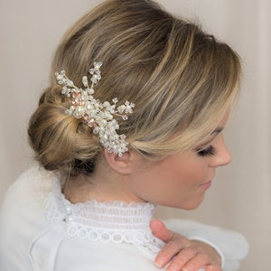 Perla Capelli Pettine Rosa Oro Pettine Rosa Matrimonio Pettine Perla Sposa Parrucca Sposa Testata Perla Vite Perla Capelli Vite Rose Oro