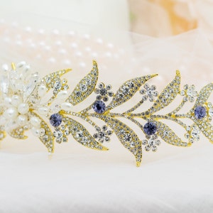 beauty and the beast wedding disney wedding gold tiara princess bride wedding crystal headpiece crown wedding flower crown plum and gold