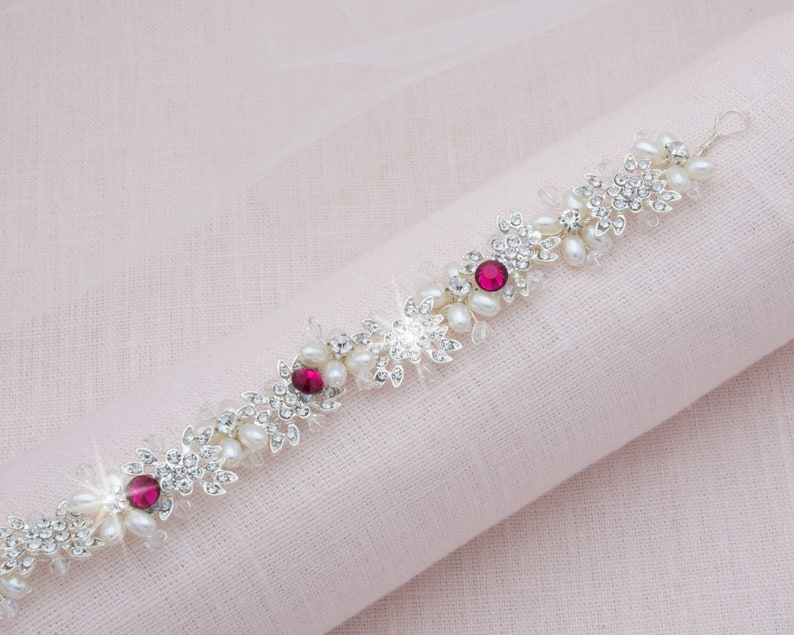 Ruby Red Hair Vine Wedding Hair Comb Red Hair Piece Pearl Etsy