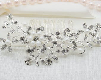 Floral Crystal Flower Bridal Hair Comb Hair-Jewelry Bridal-Hair-Comb Victorian Hairpiece Wedding Comb Classic Bride Hair Accessories