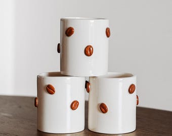 Coffee Beans Mug. Handmade Ceramic Mug