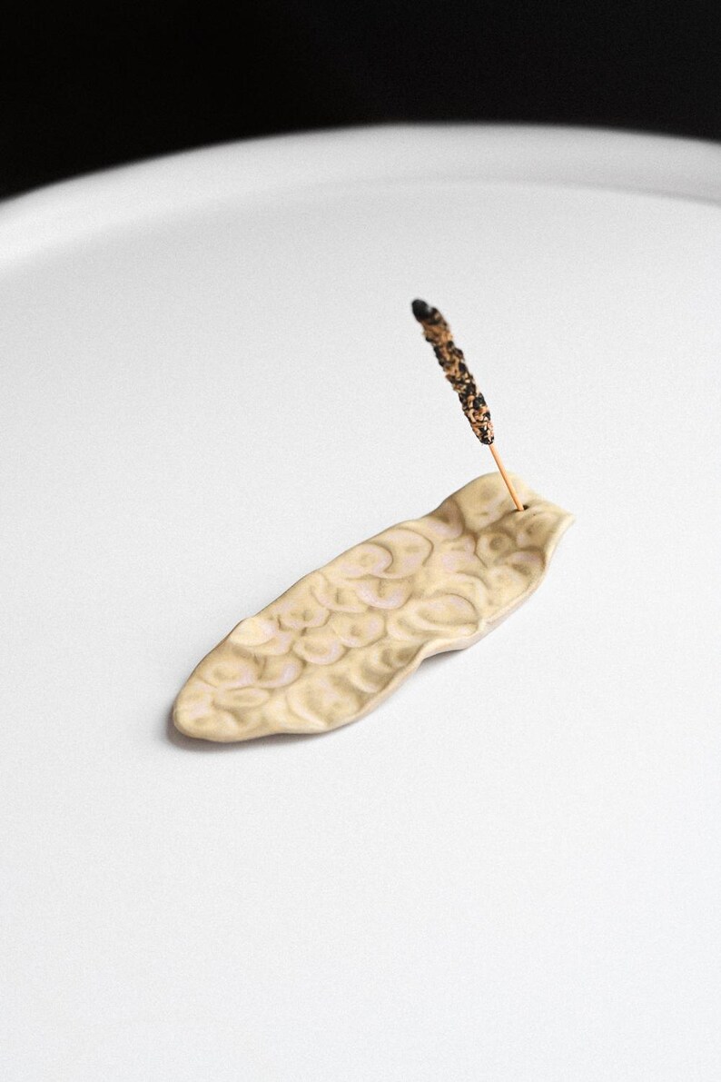 Leaf Ceramic Incense Holder. Handmade Key Lime
