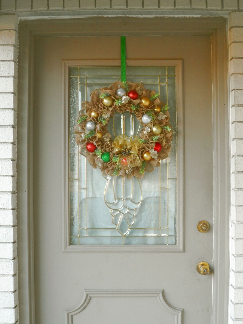 Burlap Christmas Wreath for Front Door Ruffle Burlap Wreath Etsy