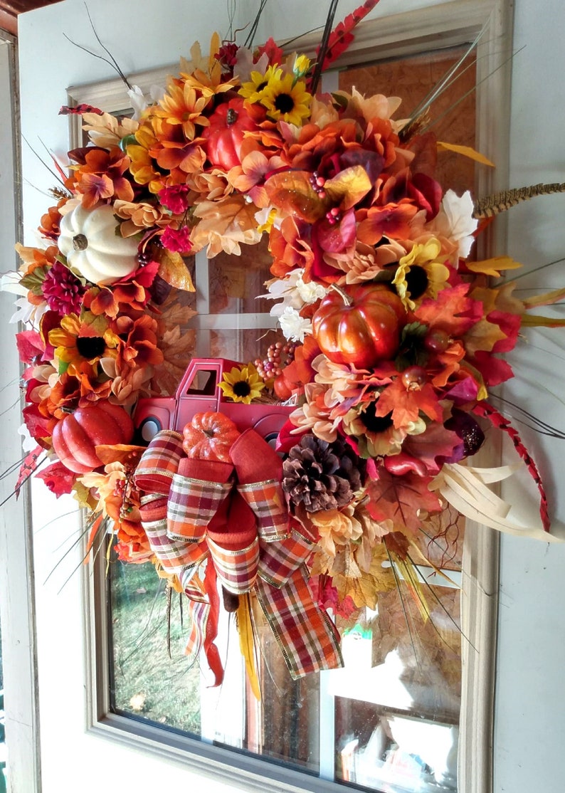 Large Fall Wreath For Front Door Farmhouse Wreath Etsy Large fall wreath for front door farmhouse wreath etsy