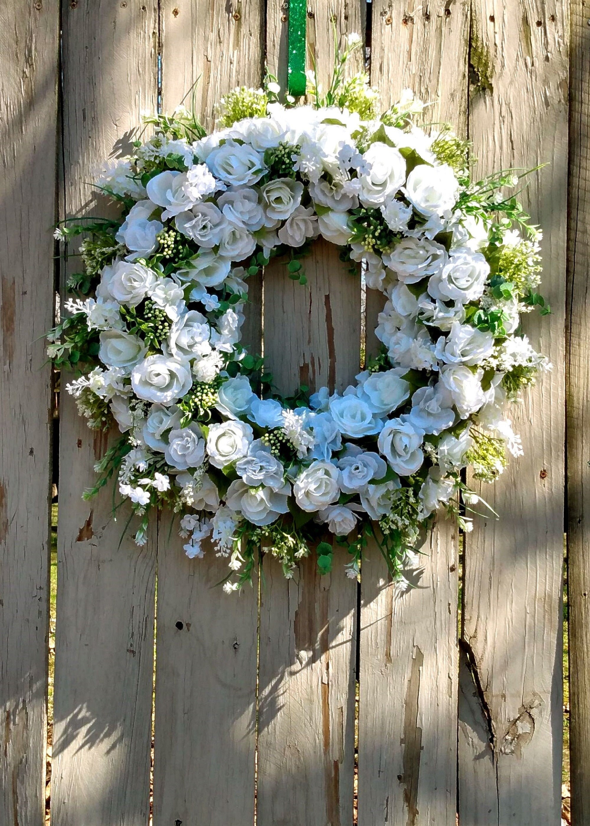 Large White Floral Wreath for Front Door Large Spring Wreath Etsy
